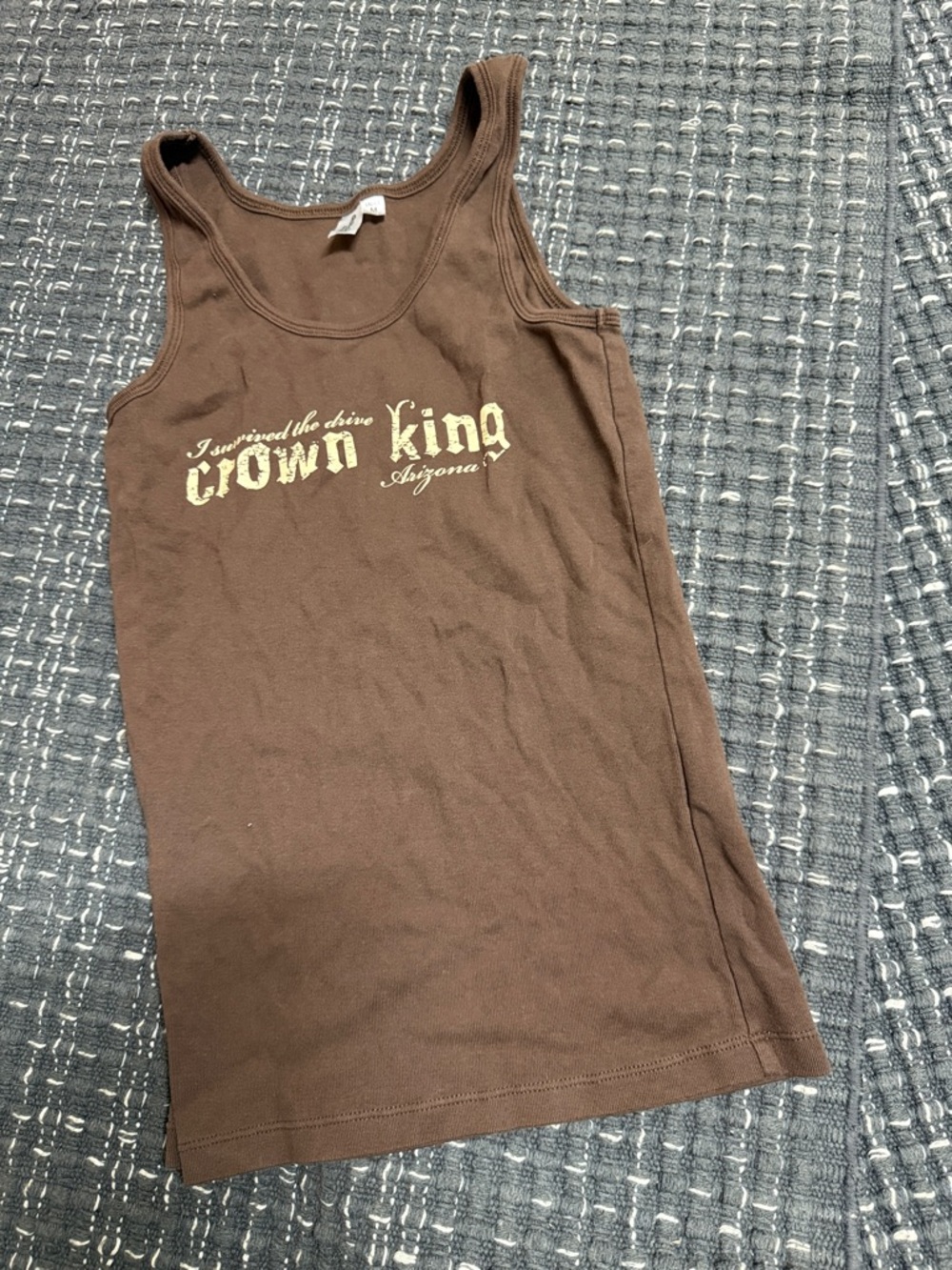 Brown Graphic Tank Top - Crown King